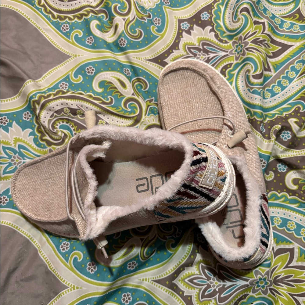 Hey Dude Beige Wool Slip-On Loafers